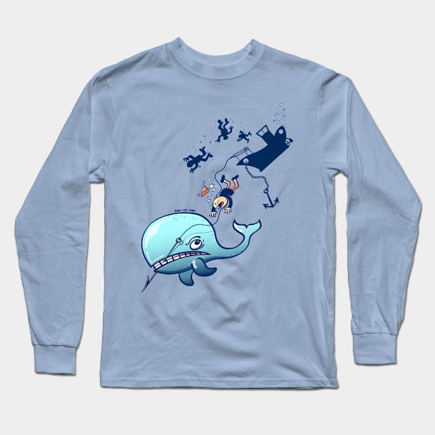 Whales are furious and are reacting against whalers Long Sleeve T-Shirt by zooco